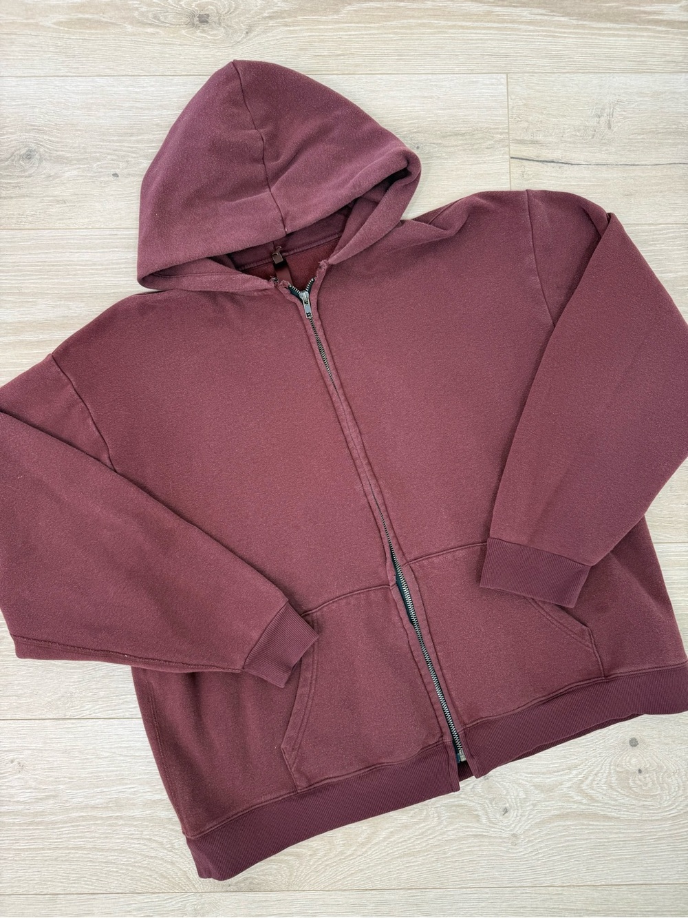 Skims Red Zip-Up Hooded Sweatshirt